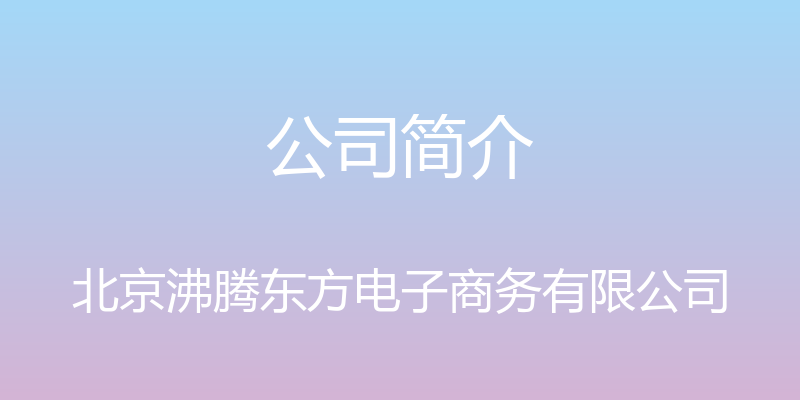 公司简介 - 北京沸腾东方电子商务有限公司