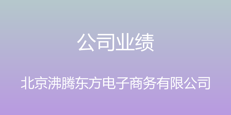 公司业绩 - 北京沸腾东方电子商务有限公司