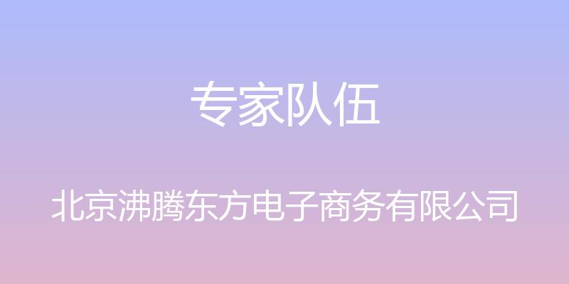 专家队伍 - 北京沸腾东方电子商务有限公司